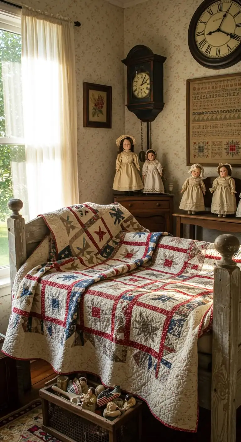 11 Vintage Americana Home Decor Ideas for a Nostalgic Touch 3 1. Drape a Classic Americana Quilt