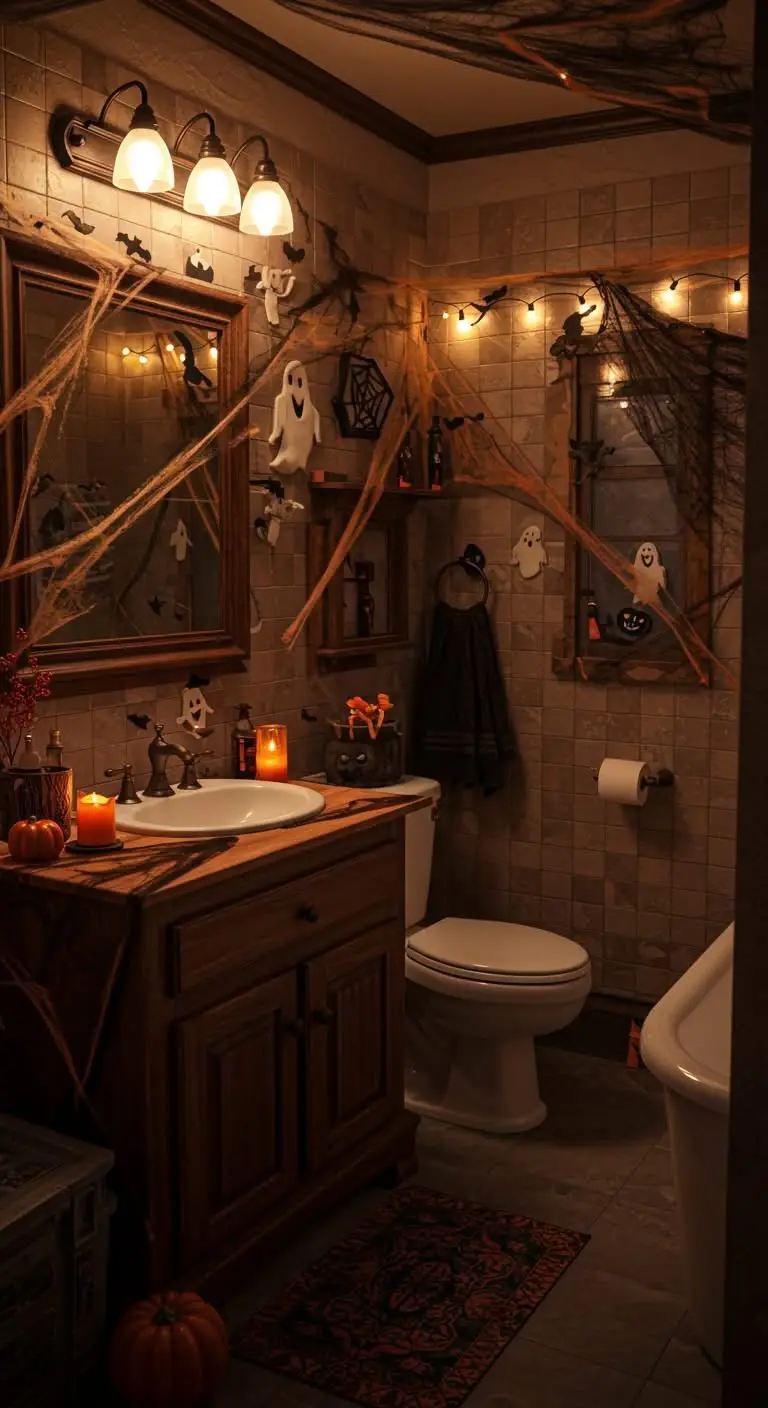13 Spooky Halloween Bathroom Decor Ideas for a Festive Touch 4 1. Eerie Lighting for the Perfect Glow