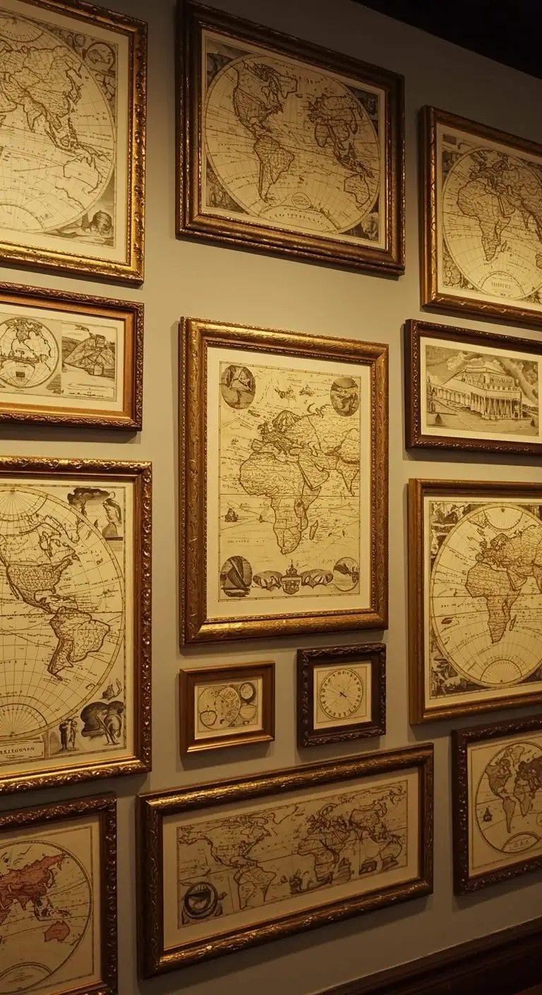 13 Creative Ways to Decorate with Vintage Maps 4 Gallery Wall Feature