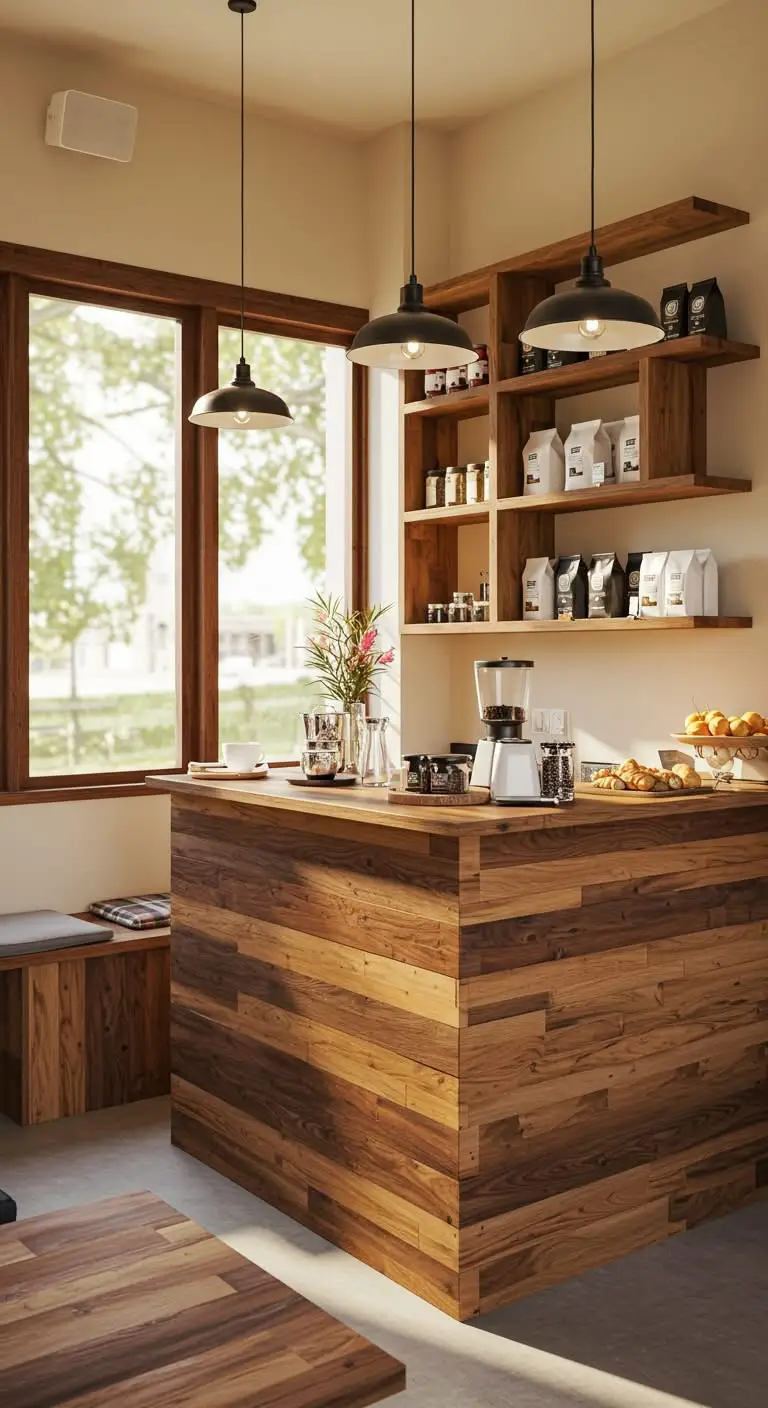 11 Kafe Aesthetic Ideas for a Cozy Coffee Spot 3 1. Incorporate Warm Woods for Rustic Charm