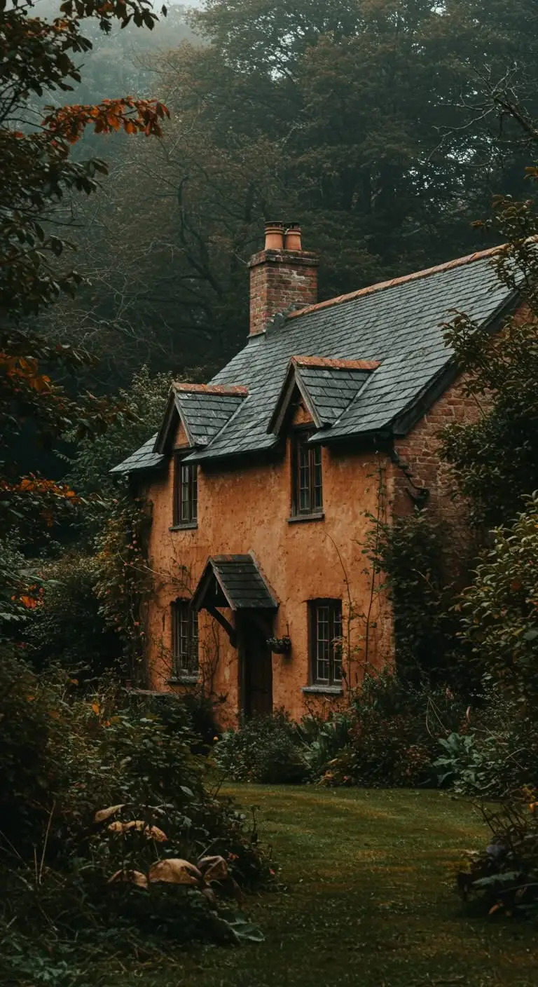 13 Moody Cottage Core Ideas for a Dark and Cozy Aesthetic 4 1. Layer Earthy Tones for a Warm Base