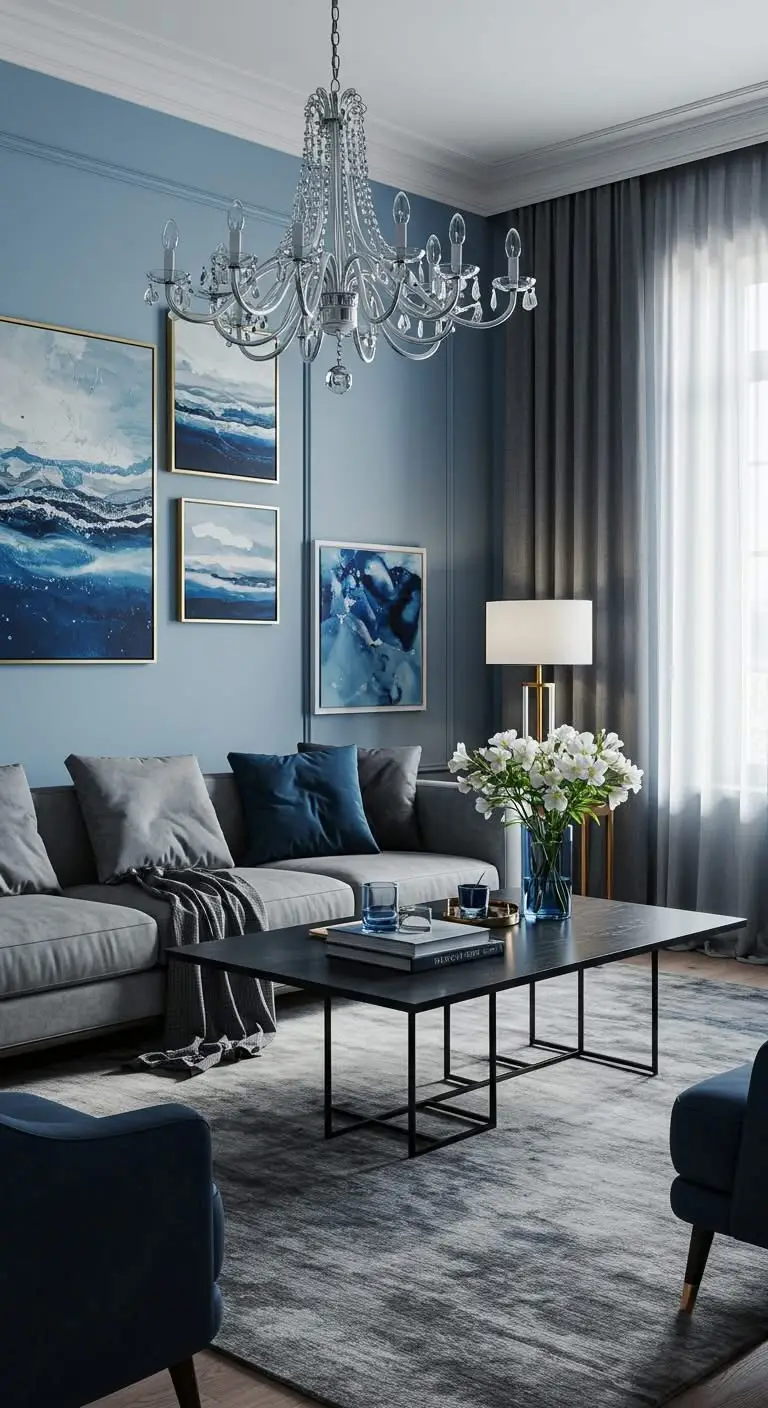 11 Elegant Blue and Gray Living Room Ideas for a Chic Look 3 1. Layer Shades of Blue and Gray