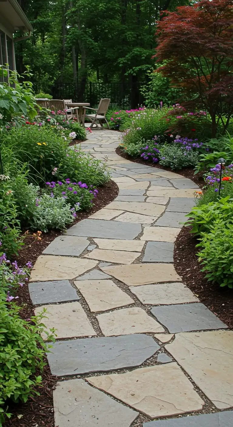 11 Stylish Backyard Walkway Ideas to Elevate Your Garden 3 1. Meandering Stone Path