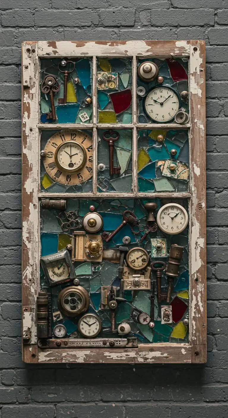 15 Funky Junk Decor Ideas for Upcycled Charm 4 1. Repurposed Window Frame as Wall Art