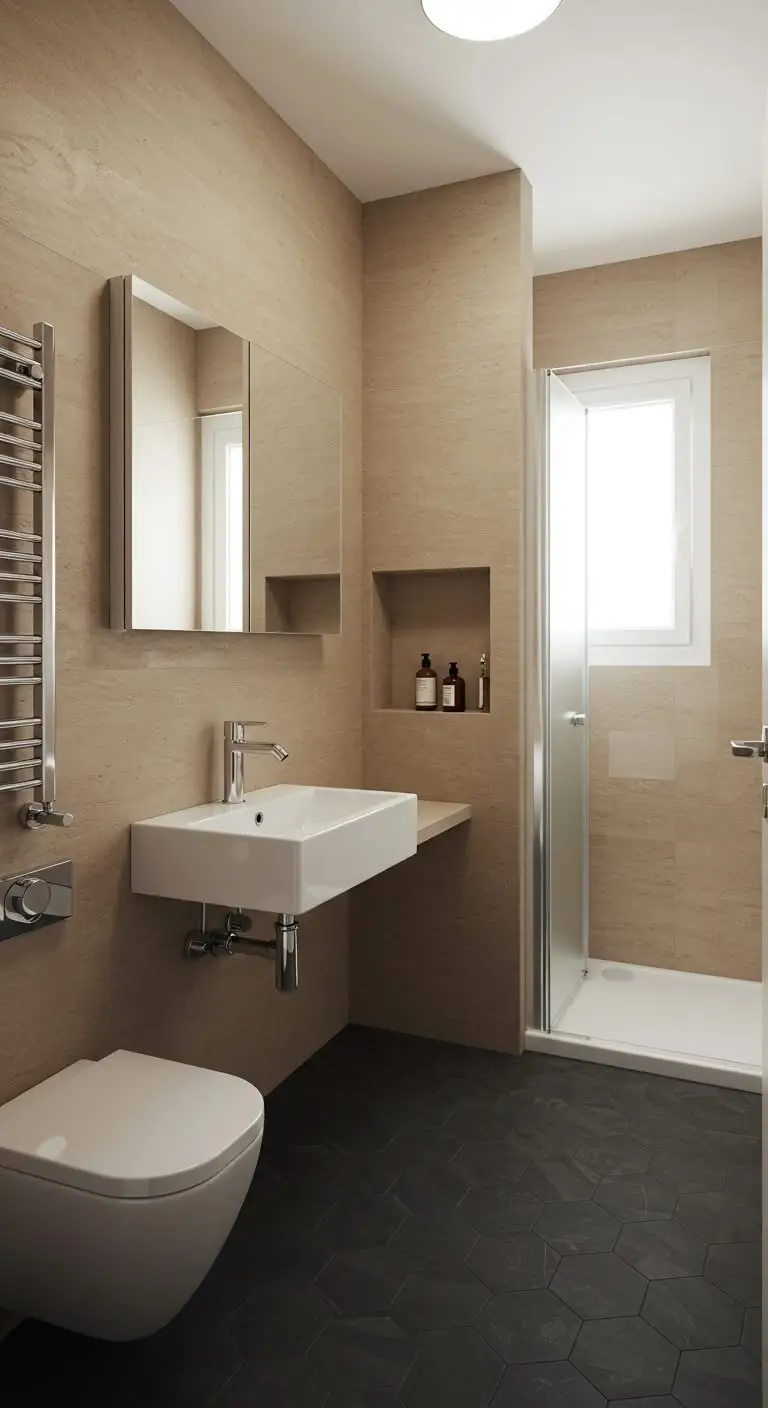 11 Small Bathroom Remodels That Maximize Space 4 1. Swap Bulky Vanities for a Floating Sink