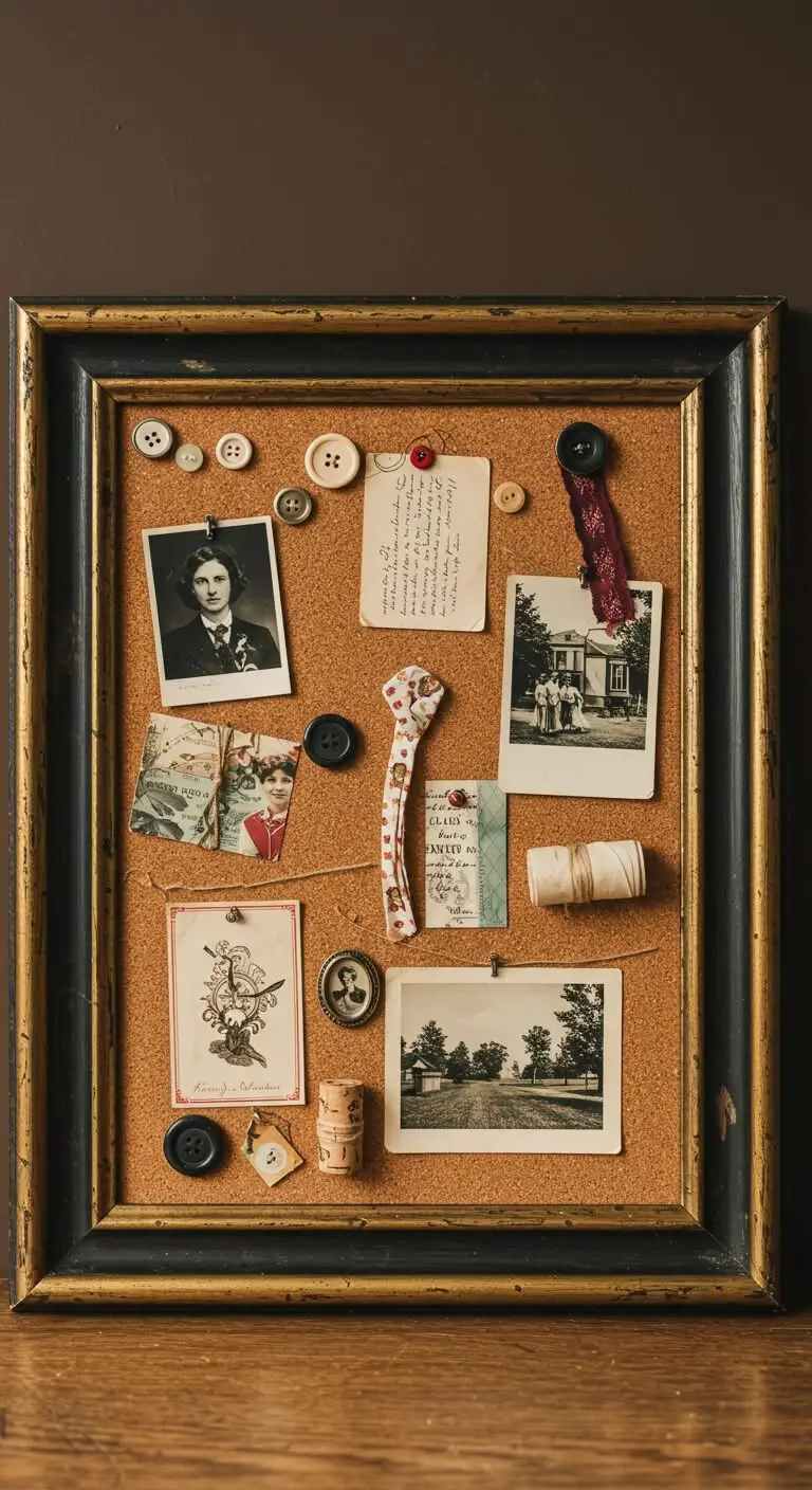 13 Nostalgic DIY Projects to Add Vintage Charm 3 1. Upcycled Vintage Frame Bulletin Board