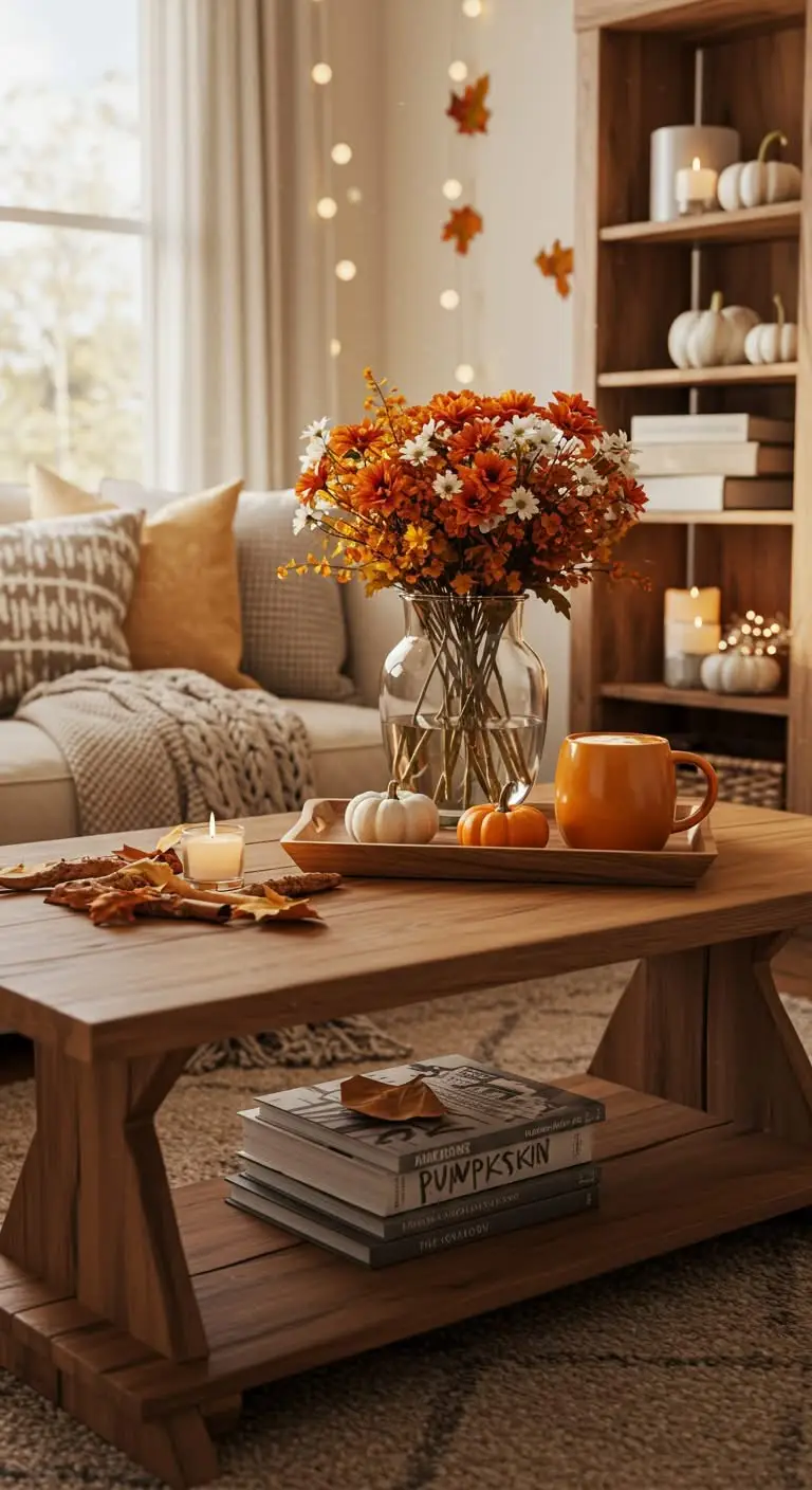 11 Ways to Create a Cozy Pumpkin Spice Ambiance 12 10. Decorate with Wooden Accents