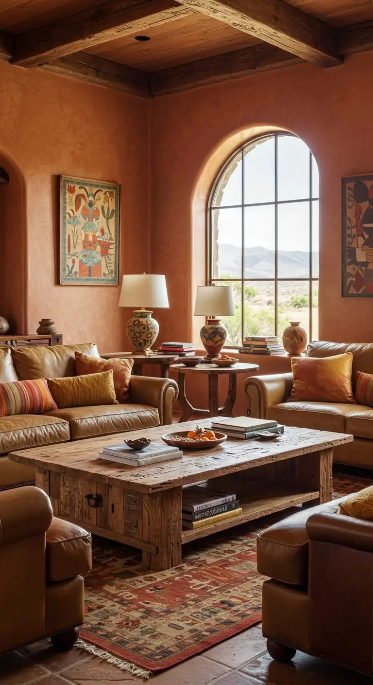 15 Warm and Rustic Southwestern Living Room Ideas 4 2. Earthy Color Palettes