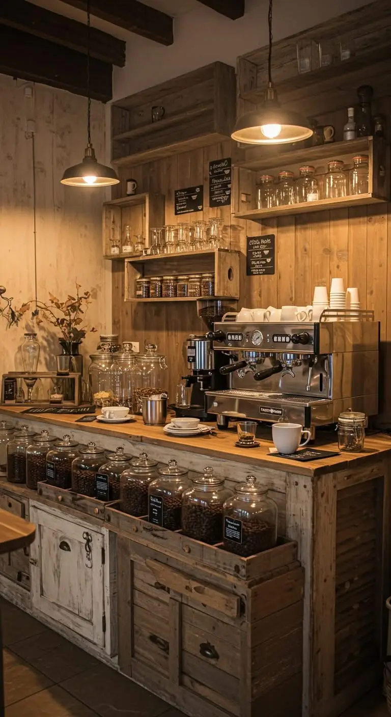 15 Stylish Coffee Bar Ideas for Every Home 4 2. Go Rustic with a Farmhouse Coffee Bar