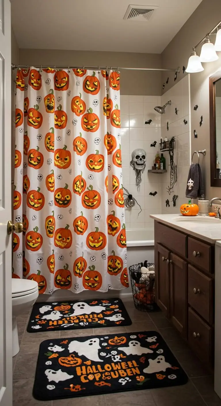 13 Spooky Halloween Bathroom Decor Ideas for a Festive Touch 5 2. Halloween-Themed Shower Curtains