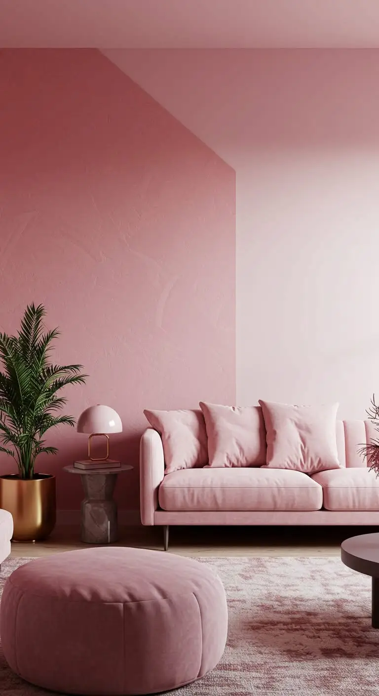 13 Chic Pink Living Room Decor Ideas 4 2. Pink Accent Walls