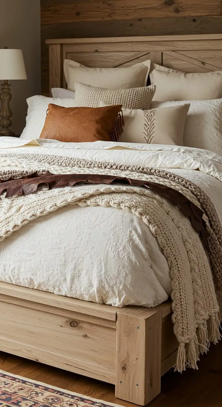 13 Western Bedding Ideas for a Cozy Cabin Feel 4 2. Play with Layered Textures