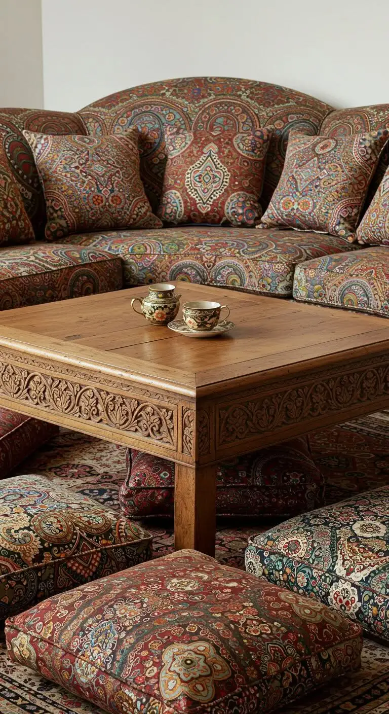 17 Boho Aesthetic Living Room Ideas for a Laid-back Vibe 4 2. Play with Patterns