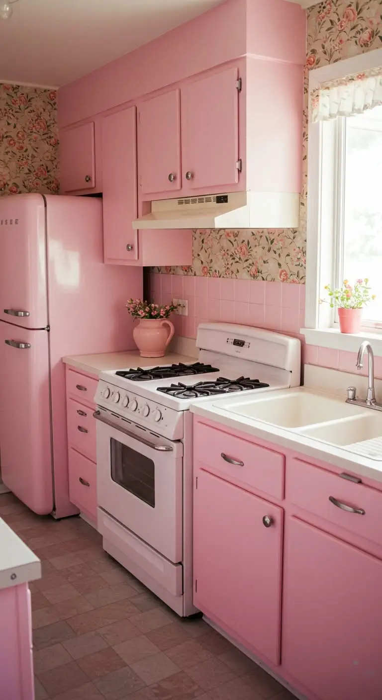 15 Retro Pink Kitchen Ideas for a Vintage Vibe 4 2. Retro Pink Appliances