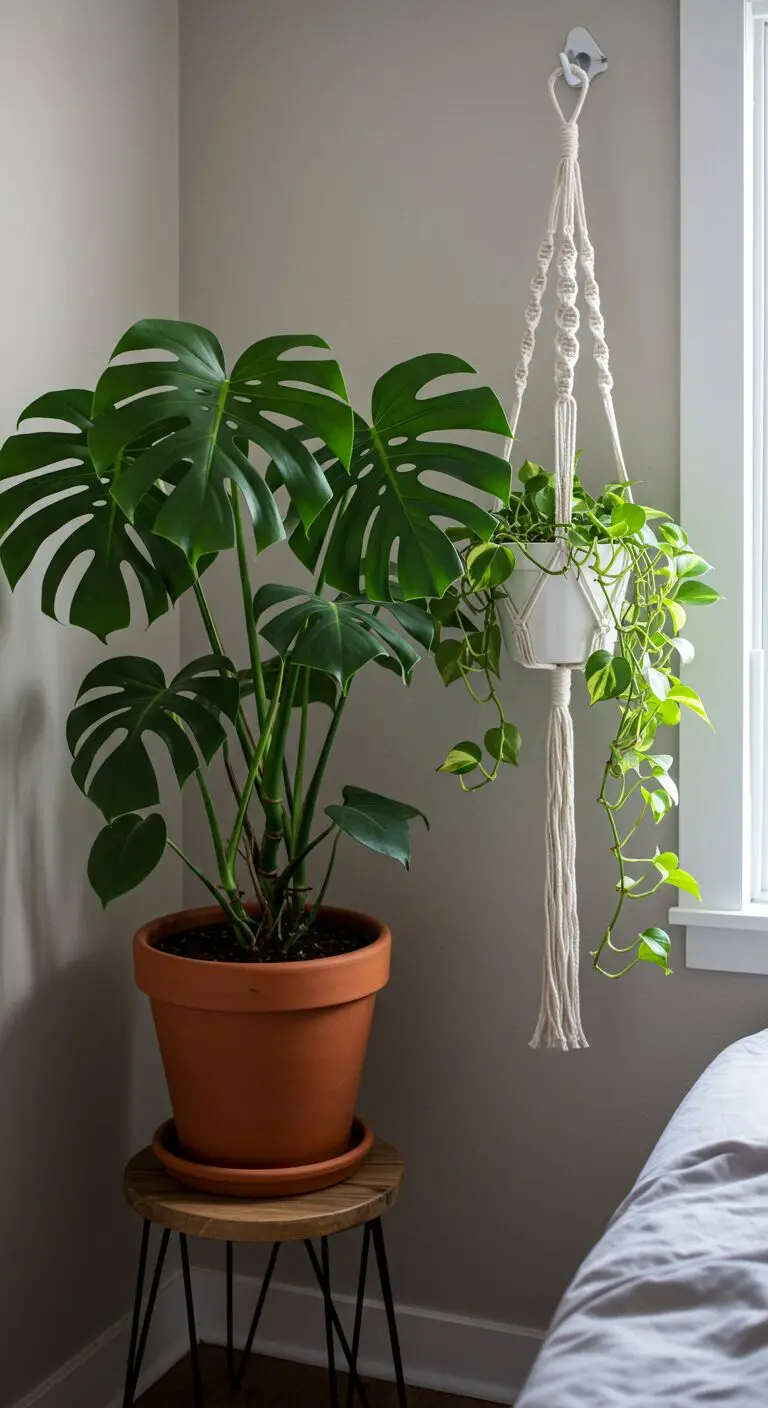 17 Green Boho Bedroom Ideas for a Refreshing Retreat 5 Add Cascading Greenery