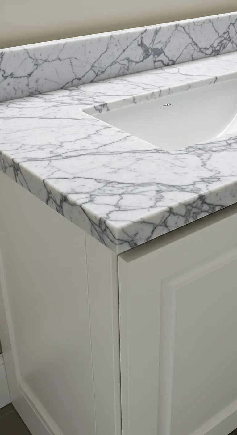 15 Genius IKEA Bathroom Vanity Hacks for a Budget Makeover 6 3. Add a Marble Countertop for Instant Luxury