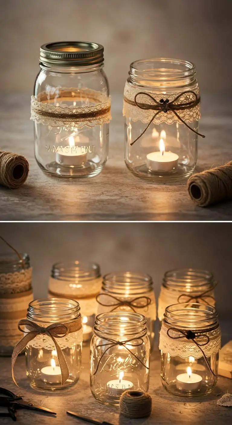 13 Nostalgic DIY Projects to Add Vintage Charm 5 3. Antique-Style Mason Jar Lanterns
