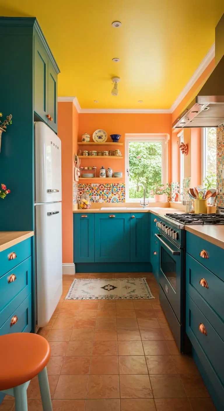 11 Bold and Eccentric Kitchen Ideas to Try 5 3. Bold Color Blocking