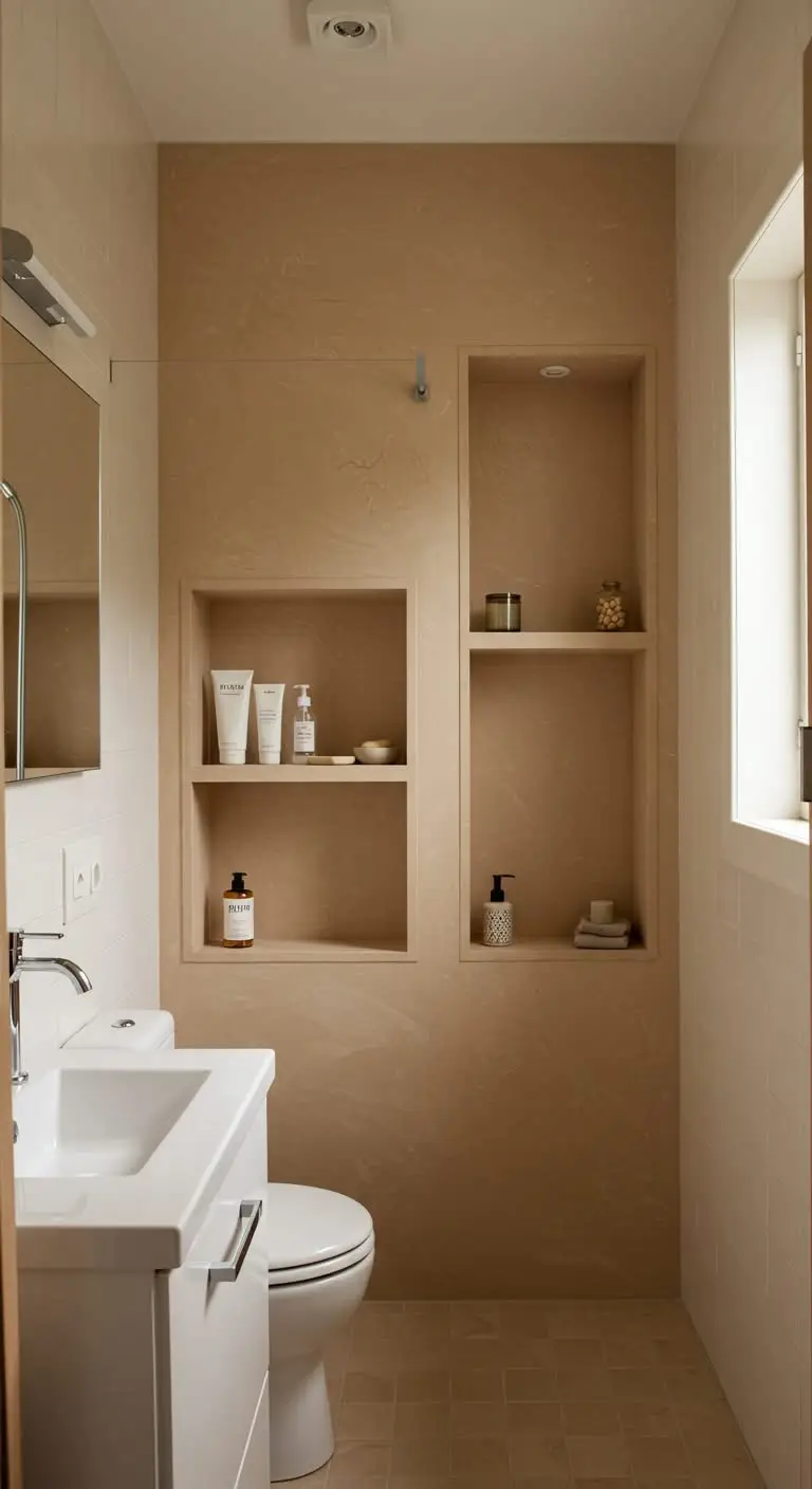 11 Small Bathroom Remodels That Maximize Space 6 3. Install Recessed Shelves