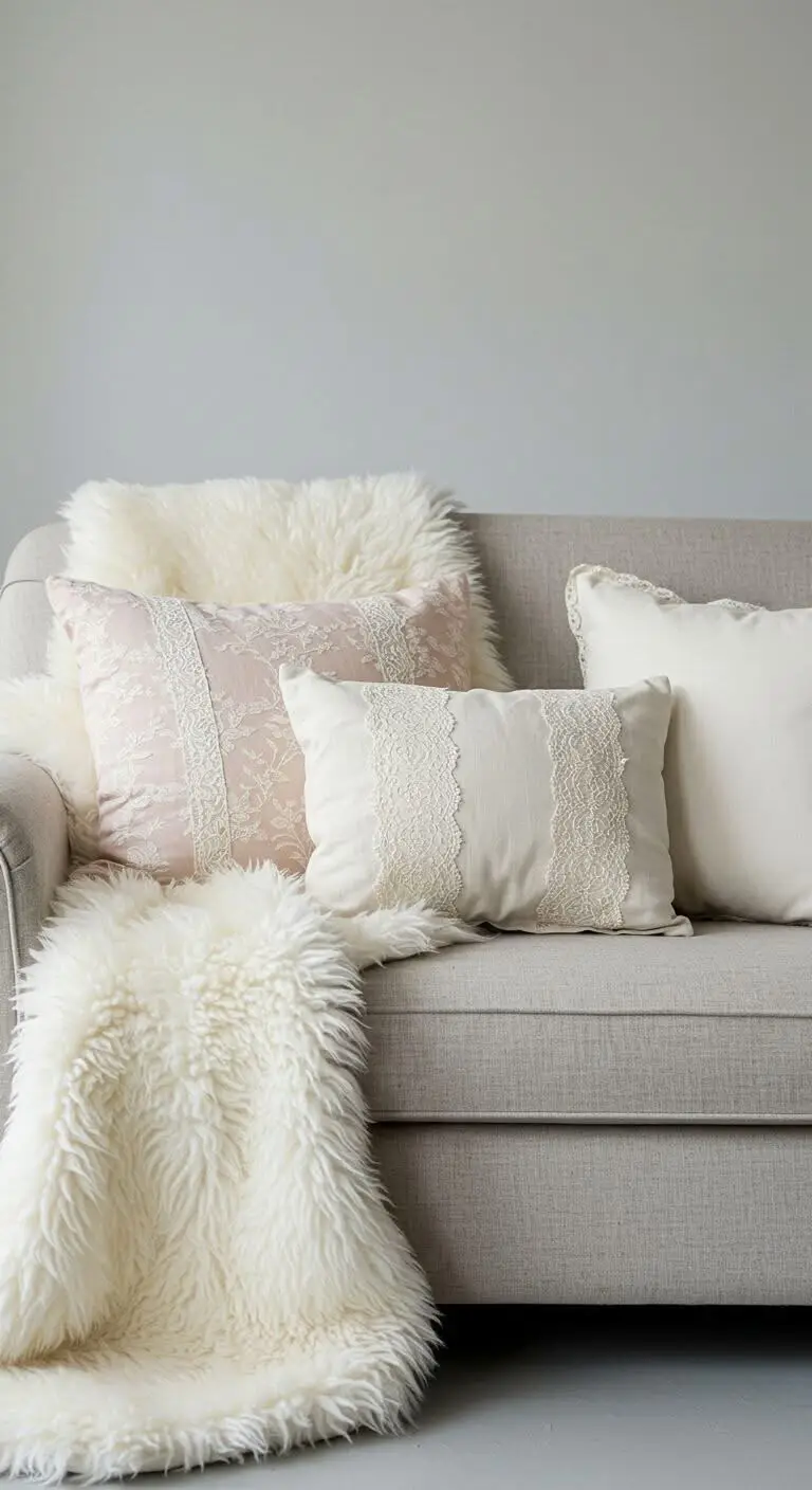 13 Charming Shabby Chic Living Room Ideas for a Cozy Space 4 3. Layer Soft Textures
