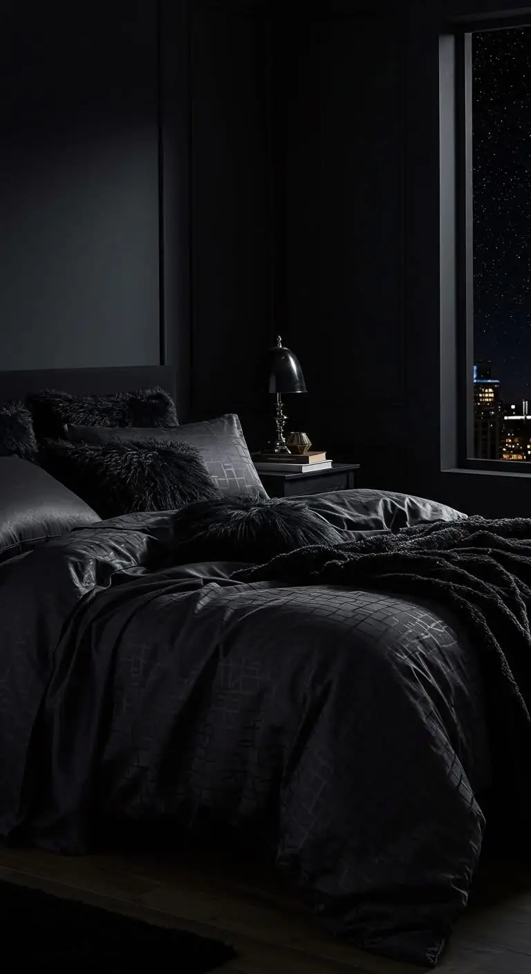 15 Bold and Stylish Black Bedroom Ideas 5 3. Play With Black Bedding