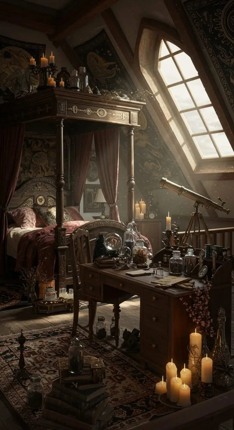 13 Spellbinding Witchy Attic Bedroom Ideas 5 3. Spellbinding Furnishings