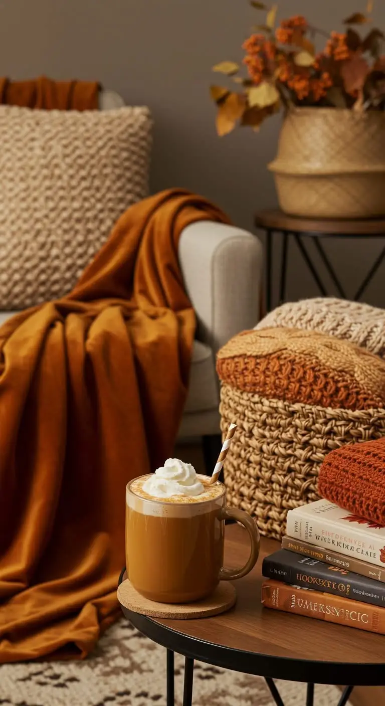 11 Ways to Create a Cozy Pumpkin Spice Ambiance 6 4. Add Cozy Textiles in Autumn Tones