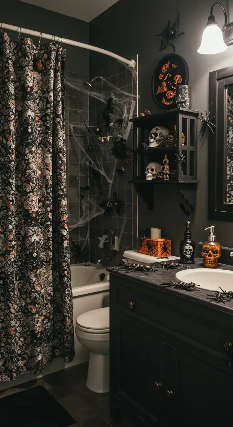 13 Spooky Halloween Bathroom Decor Ideas for a Festive Touch 7 4. Add Creepy Crawlies as Accents