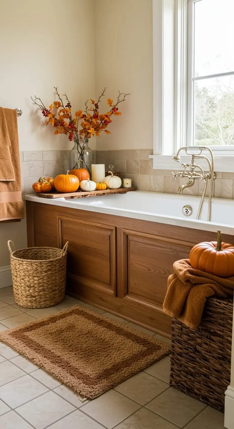 15 Cozy Fall Bathroom Decorating Ideas to Try 6 4. Add Natural Elements as Décor