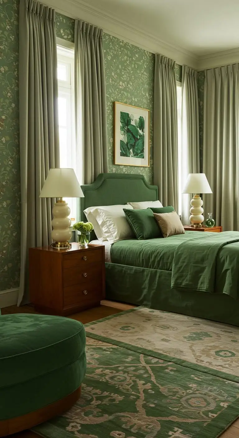 15 Beautiful Bedroom Color Combinations to Try 6 4. Green and Beige