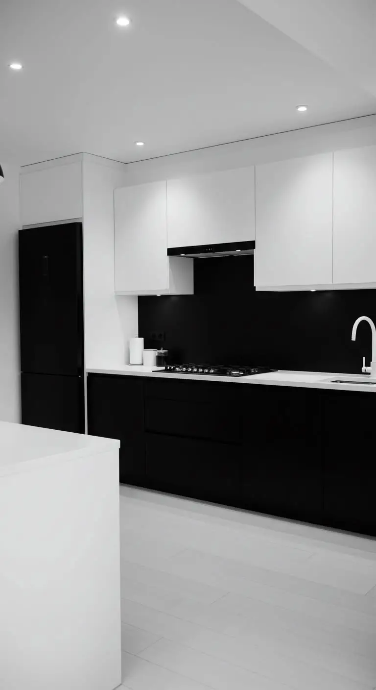 11 Stunning Black and White Kitchen Ideas for a Classic Look 8 4. Highlight Black Appliances Against White Interiors