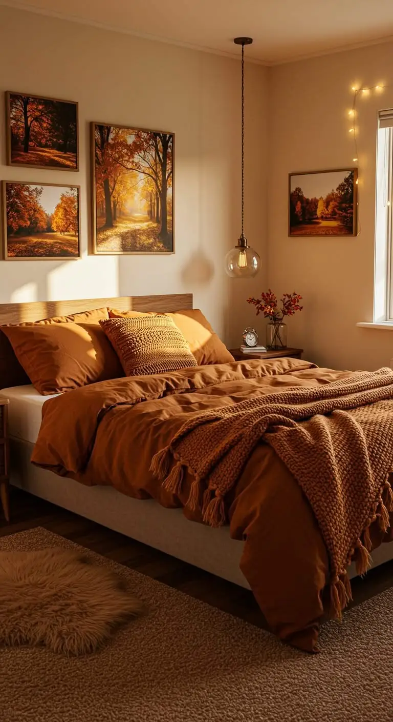 11 Fall Bedroom Ideas for a Warm and Cozy Retreat 6 4. Include Warm, Ambient Lighting