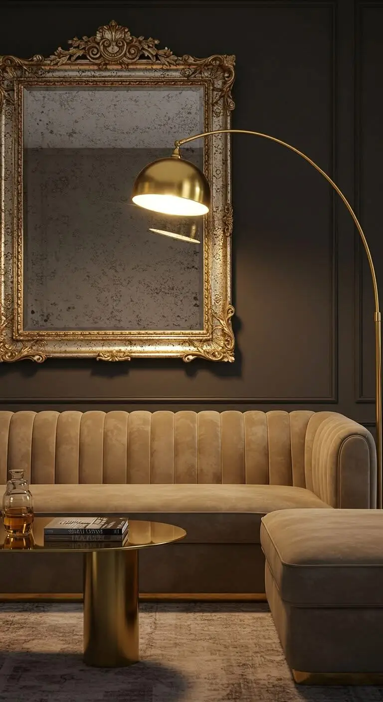 17 Chic Tan Sofa Living Room Ideas for a Neutral Look 6 4. Introduce Warm Metallic Accents
