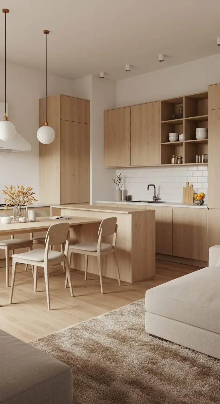 15 Small Open Concept Kitchen Living Room Ideas for a Spacious Look 7 4. Open Shelving for Storage