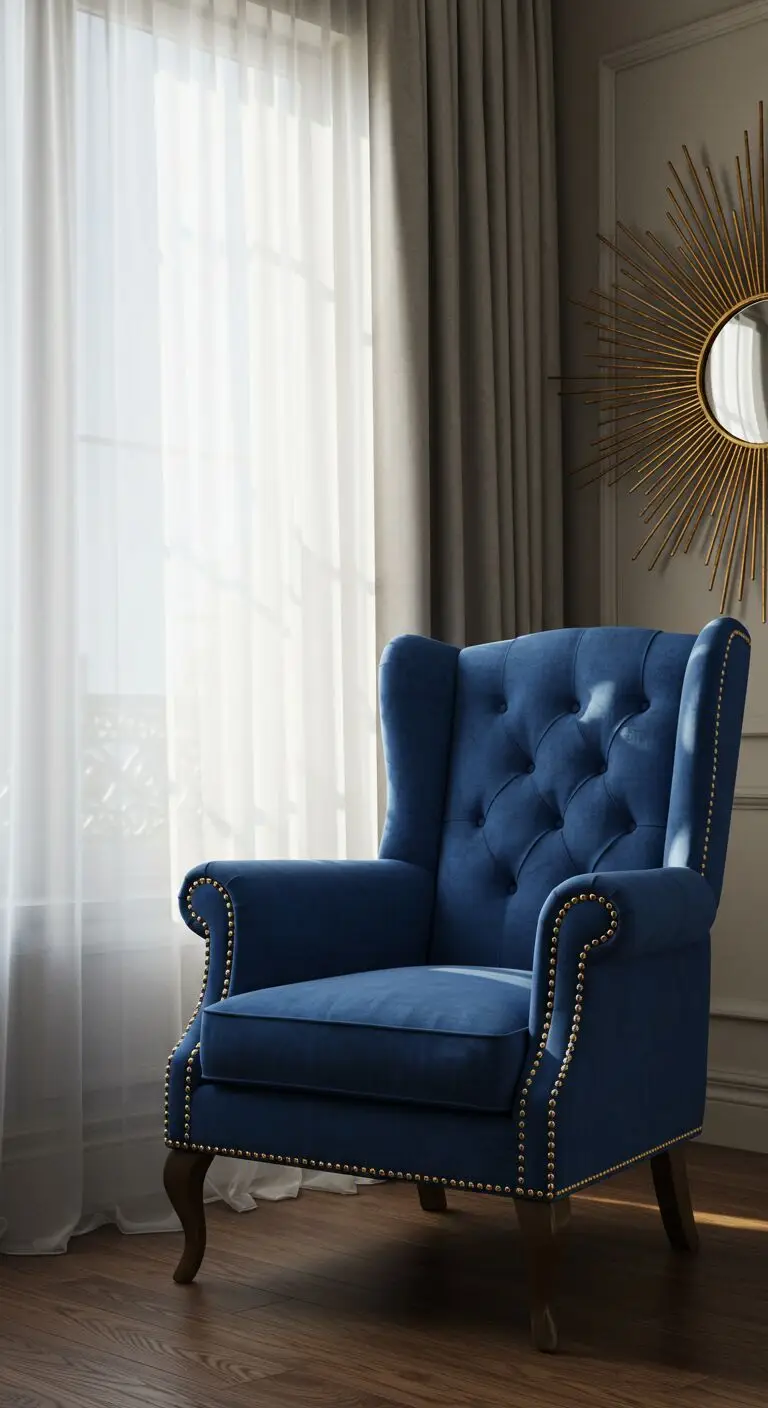 15 Striking Blue and Gold Living Room Ideas for a Luxe Feel 6 4. Opt for Velvet Magic
