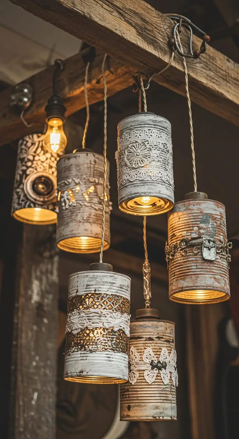 15 Funky Junk Decor Ideas for Upcycled Charm 7 4. Tin Cans as Hanging Lanterns