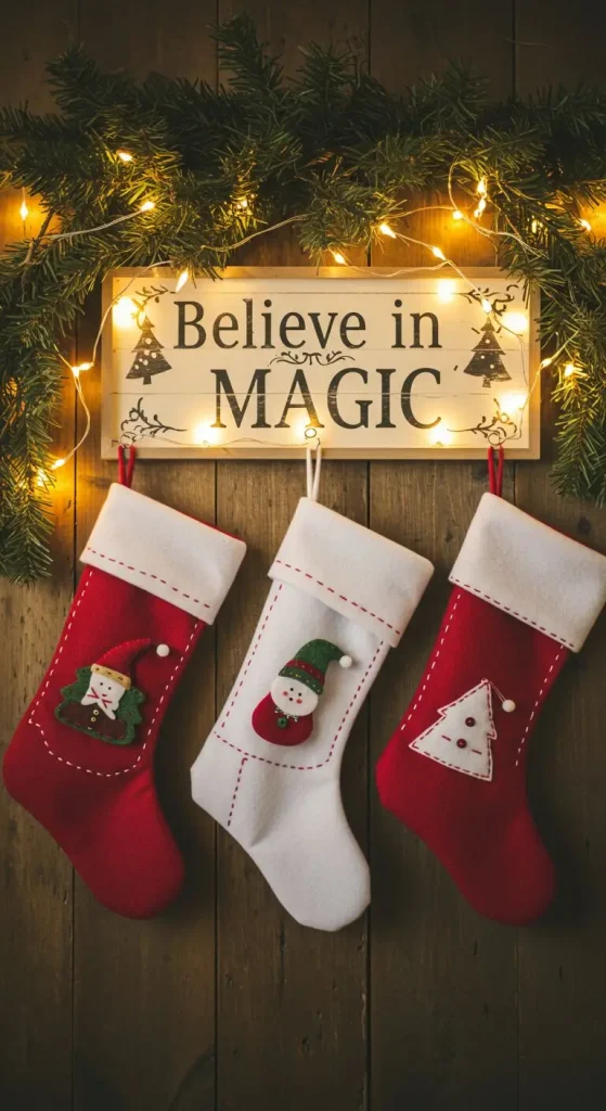 13 Creative Christmas Living Room Wall Decor Ideas 7 5. Add Cheer With Oversized Stockings