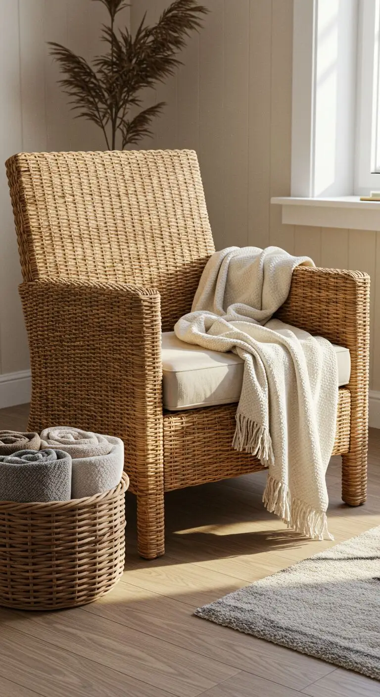 15 Beautiful Earthy Bedroom Decor Ideas for a Natural Look 7 Add Wicker and Woven Accents