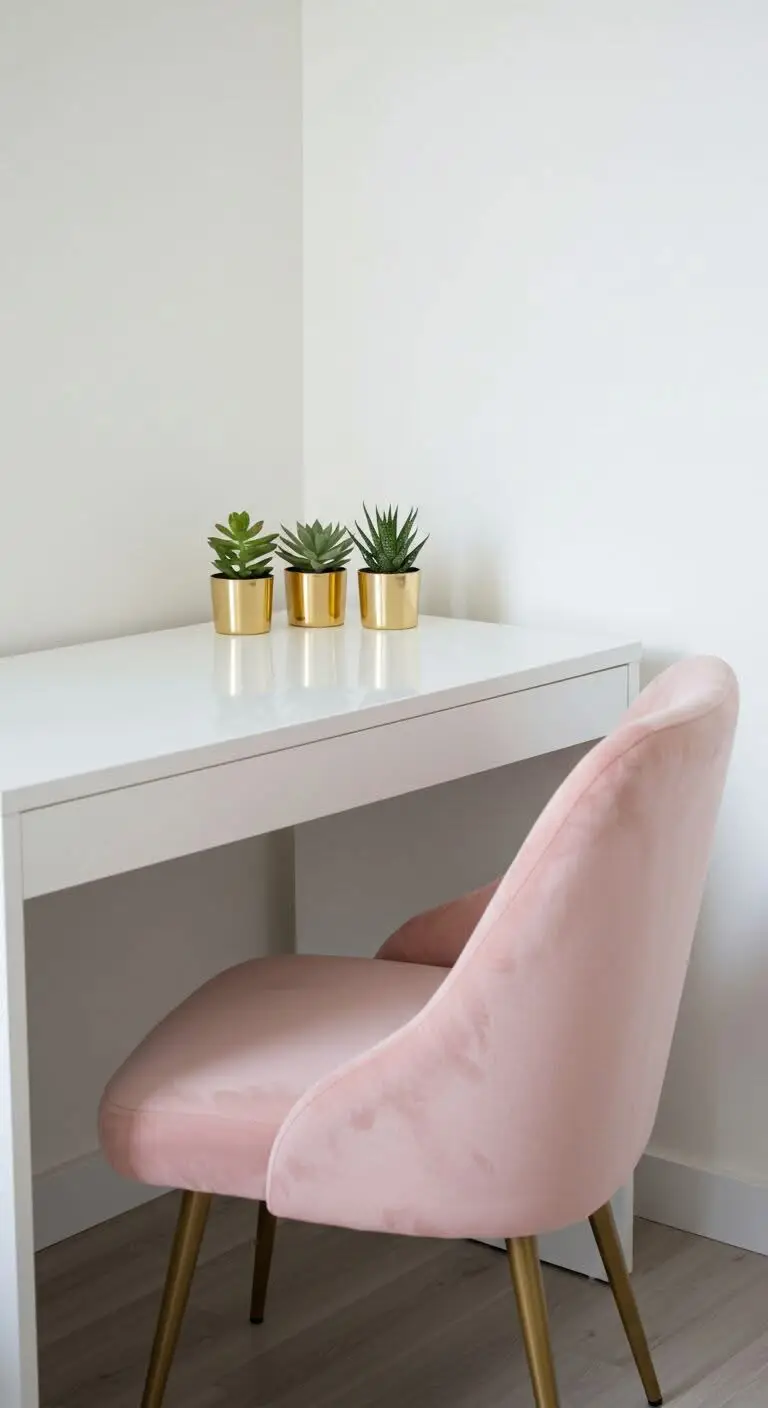 13 Feminine Home Office Ideas for a Chic Workspace 6 5. Bring in Nature with Greenery