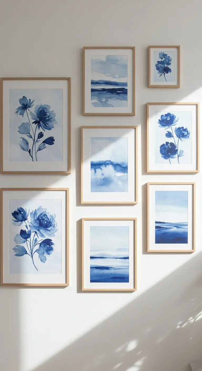 13 Stylish Blue Bedroom Ideas for a Serene Atmosphere 7 Decorate with Wall Art