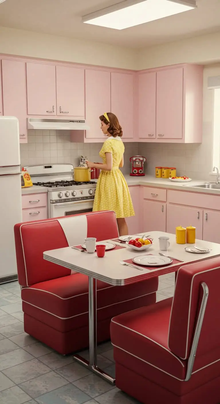 13 Perfect 1950s Kitchen Ideas for a Retro Touch 9 5. Diner-Style Seating