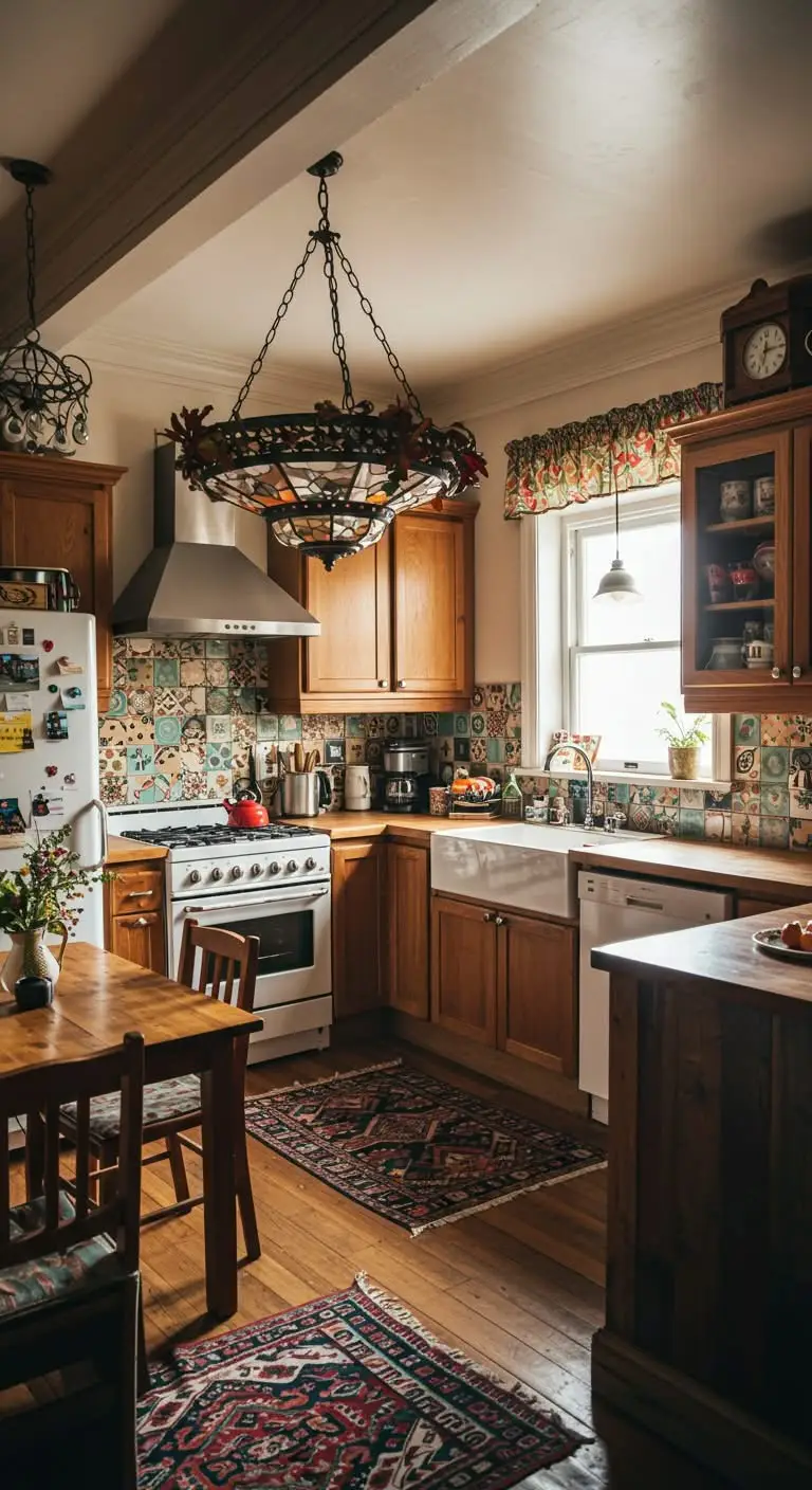 11 Eclectic Kitchen Decor Ideas for a Unique Space 7 5. Eclectic Lighting Fixtures