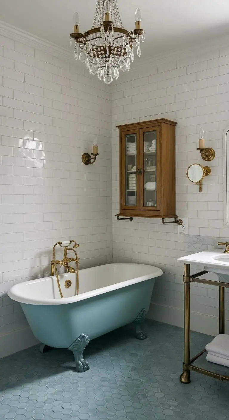 13 Stunning Vintage Bathroom Ideas for a Classic Look 8 5. Elegant Lighting Fixtures
