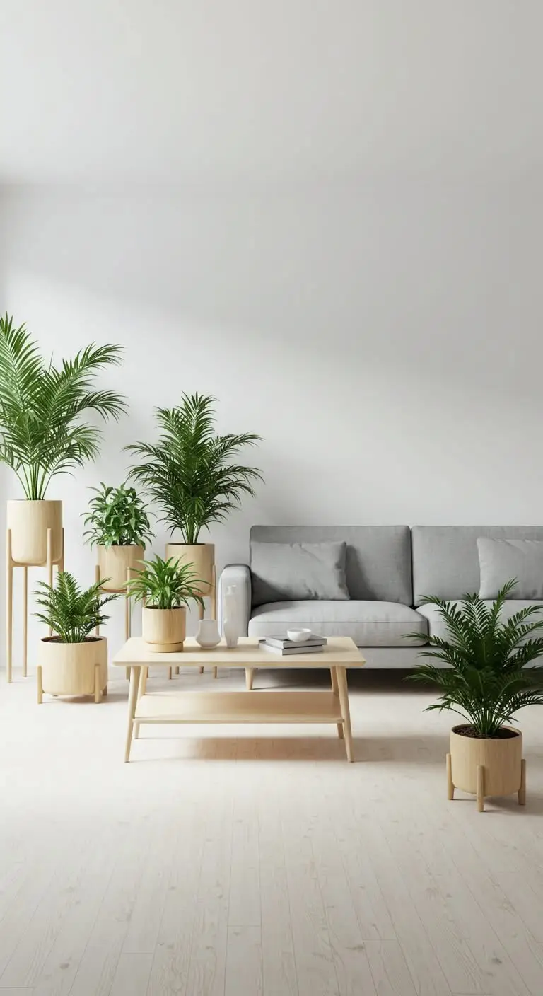 15 Stylish Minimalist Living Room Ideas 7 5. Greenery as a Statement