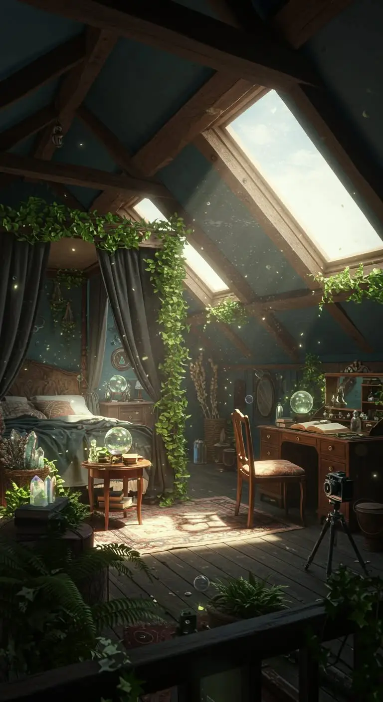 13 Spellbinding Witchy Attic Bedroom Ideas 7 5. Magical Greenery