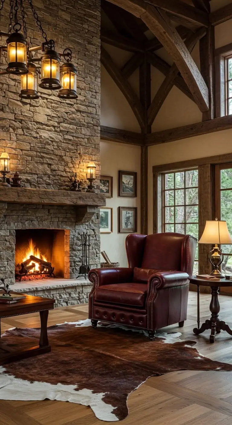 11 Elegant Burgundy Living Room Inspirations for a Rich Aesthetic 7 5. Rustic Luxe