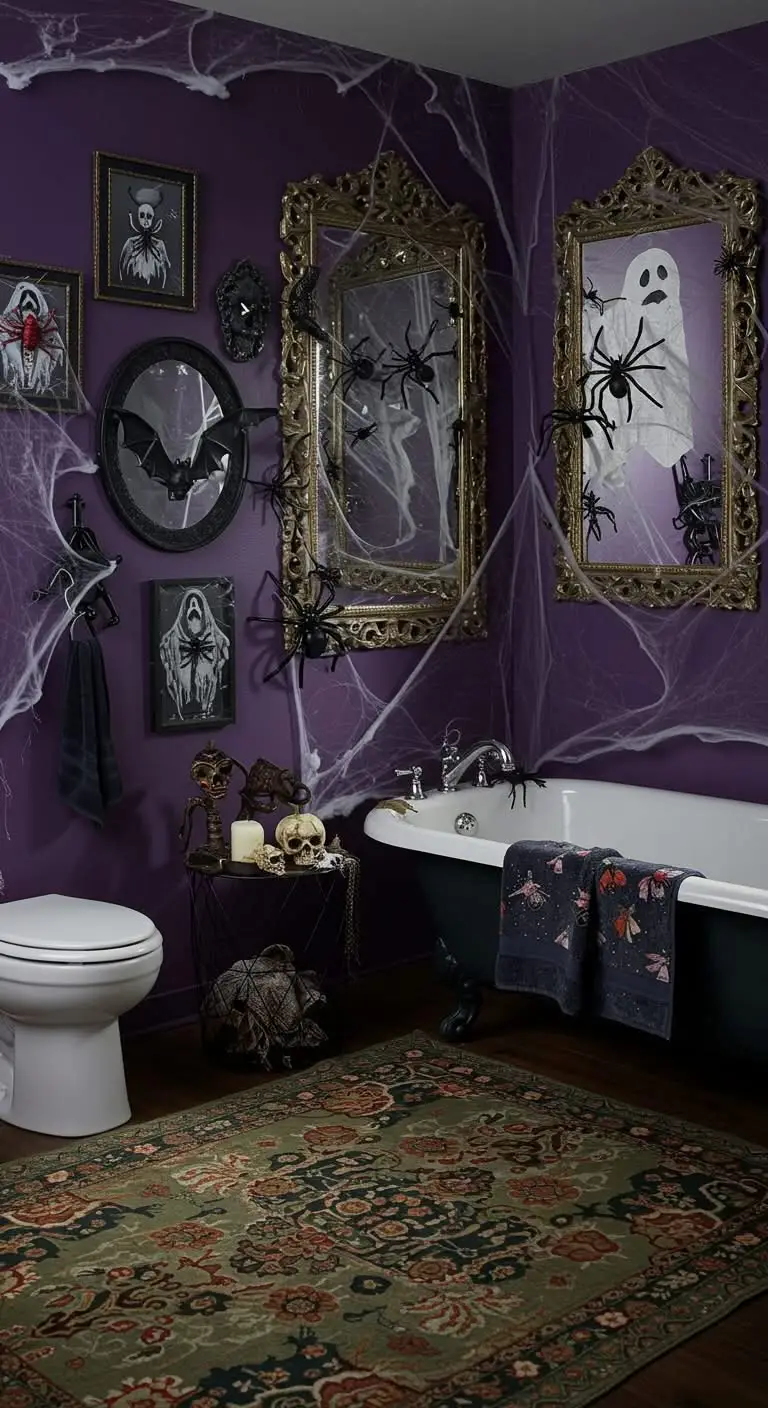 13 Spooky Halloween Bathroom Decor Ideas for a Festive Touch 8 5. Spooky Wall Art and Mirrors