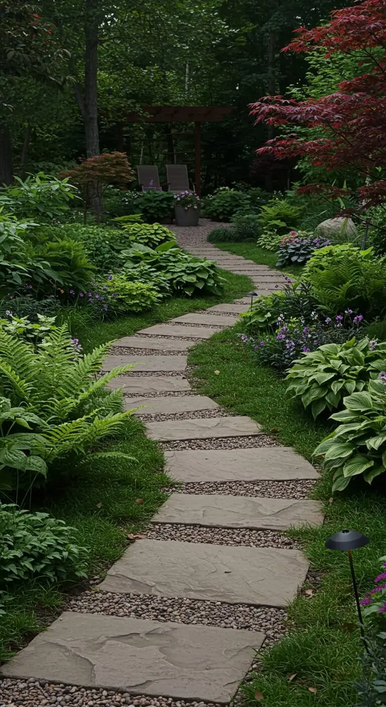 11 Stylish Backyard Walkway Ideas to Elevate Your Garden 7 5. Stepping Stones with Greenery
