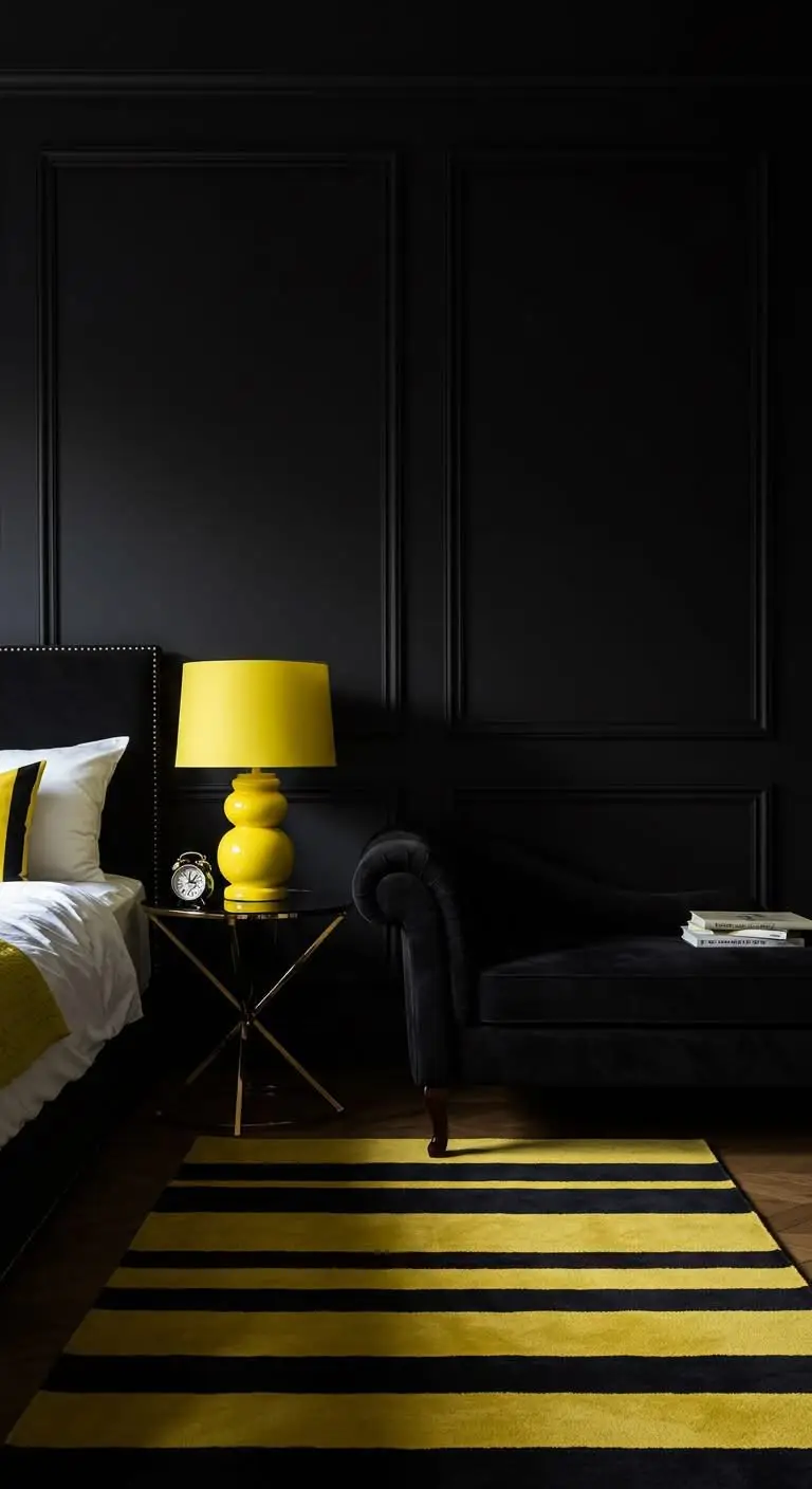 15 Bold and Stylish Black Bedroom Ideas 7 5. Use Contrasting Colors