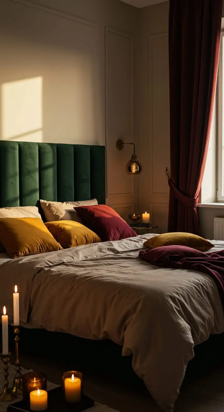 11 Fall Bedroom Ideas for a Warm and Cozy Retreat 7 5. Velvet Touches